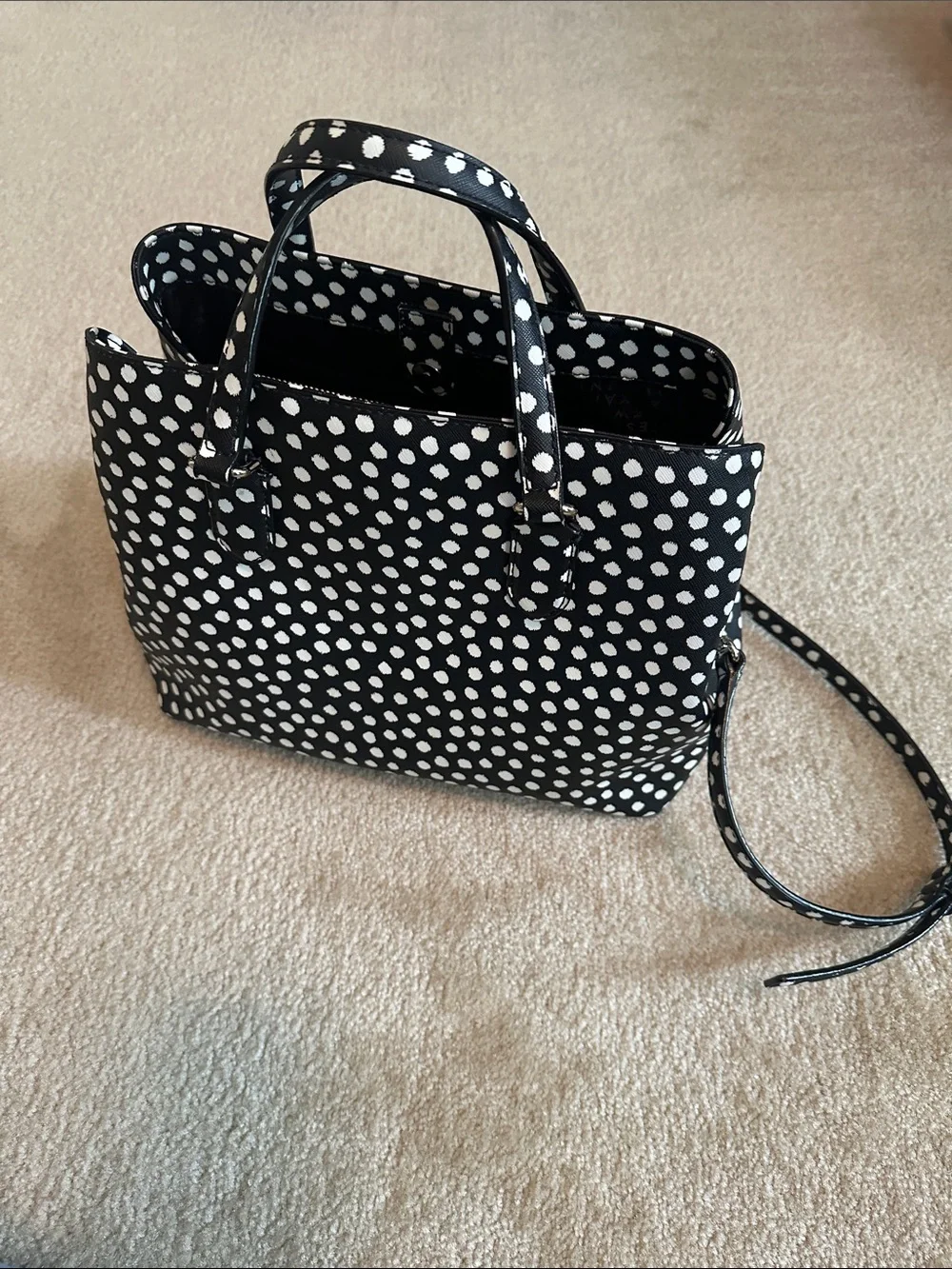 Kate Spadw Black & White Polka Dot Crossbody and Handheld Satchel